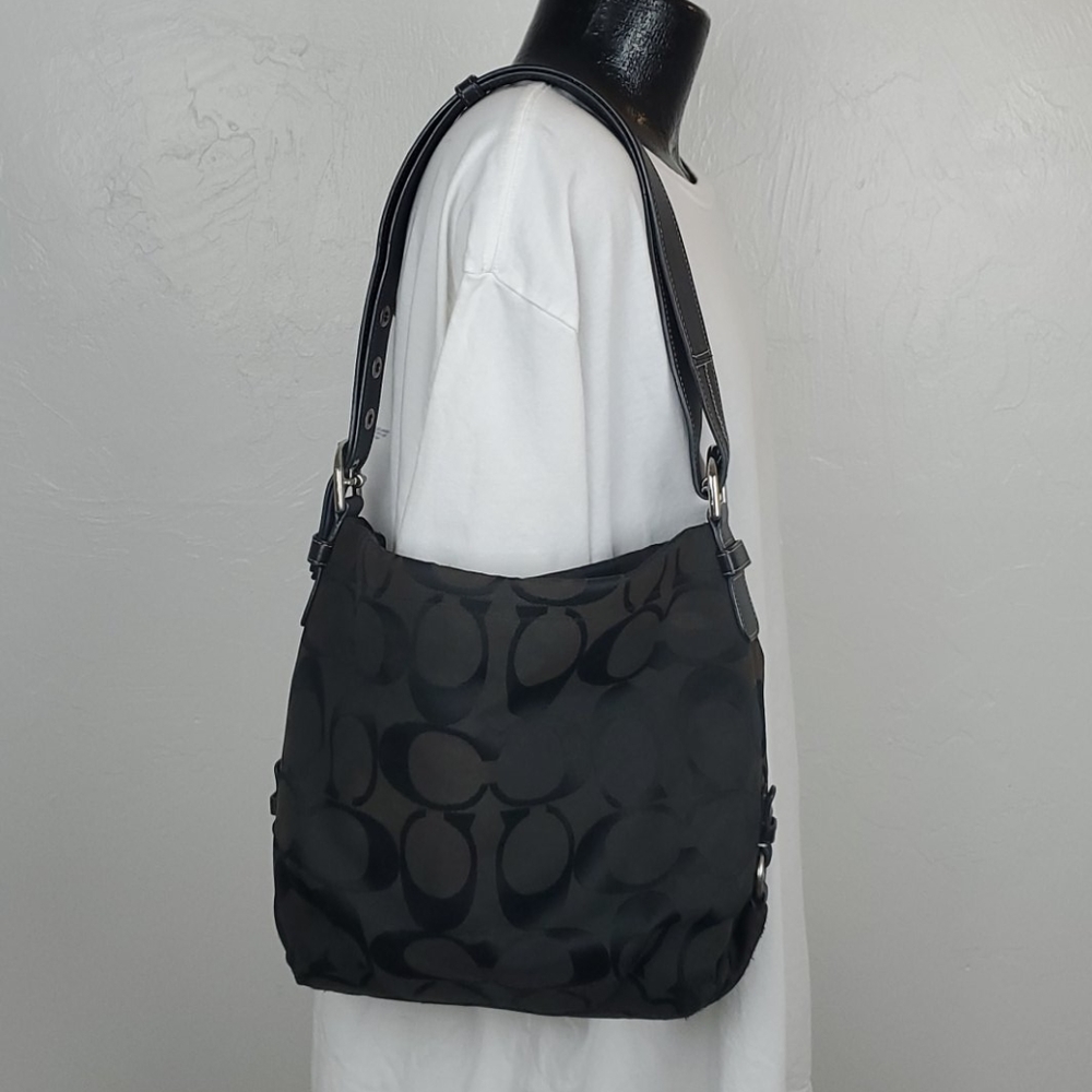 Authentic Coach black leather canvas adjustable strap